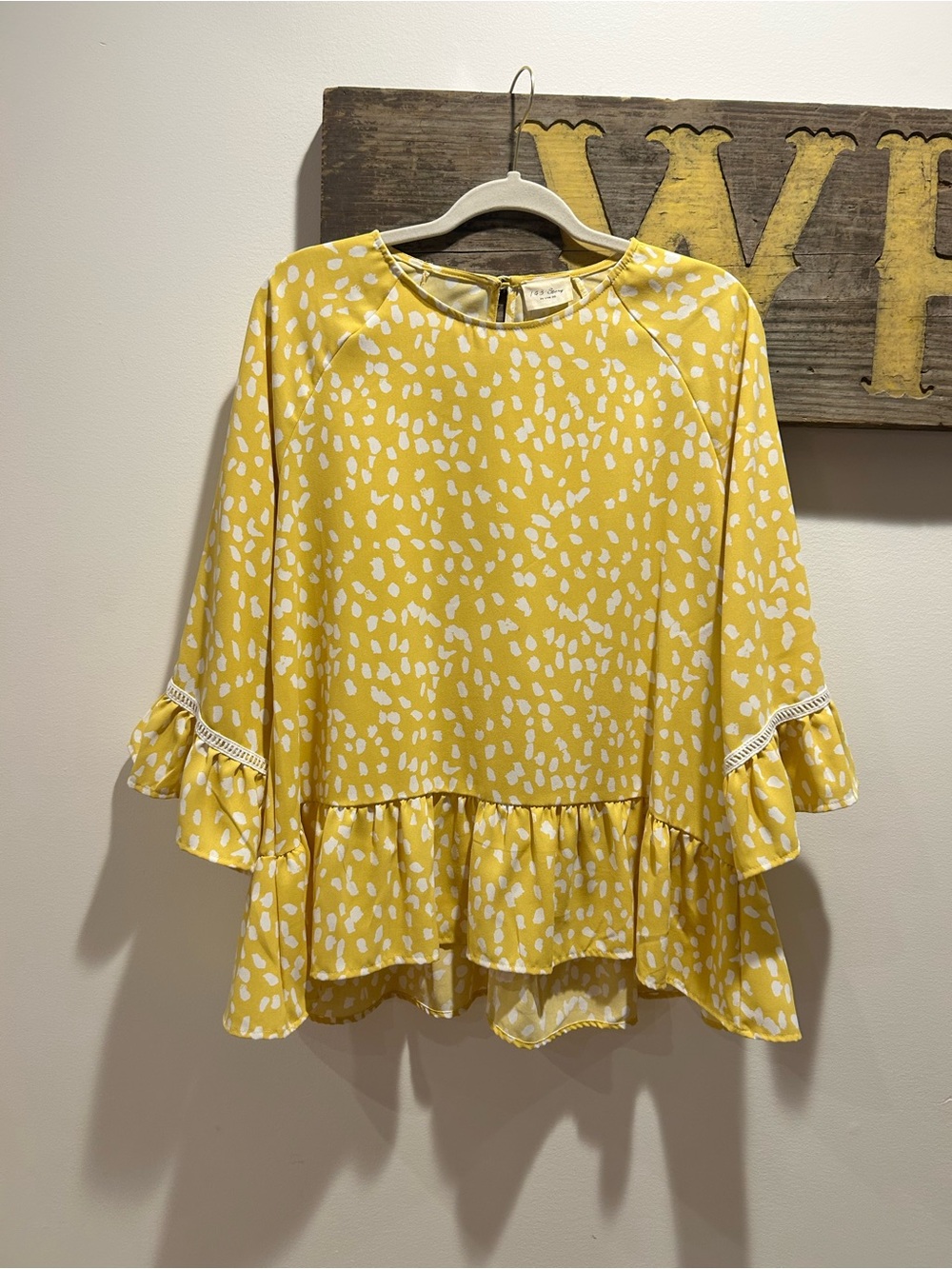1.4.3. Story by Line Up Yellow & White Printed Ruffle-Hem Tunic